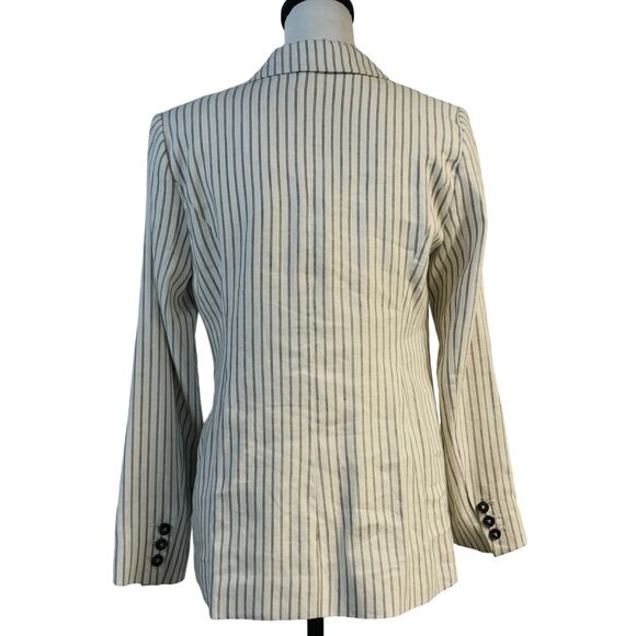 Mint Velvet Dressy Double Breasted Pinstripe Blazer Jacket Women 4 Cream Gray - Picture 4 of 12